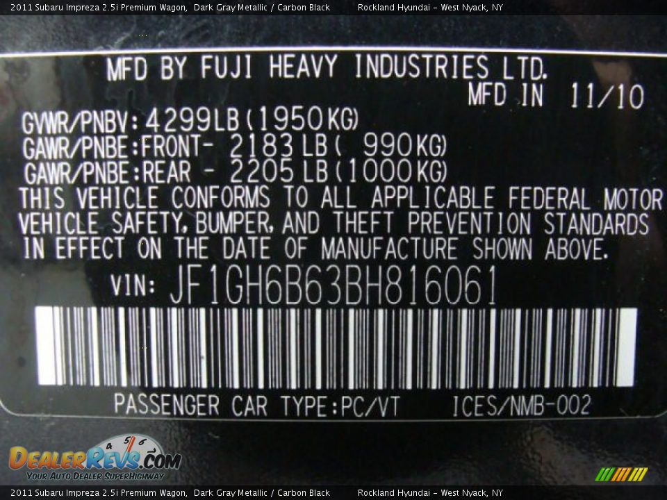 2011 Subaru Impreza 2.5i Premium Wagon Dark Gray Metallic / Carbon Black Photo #32