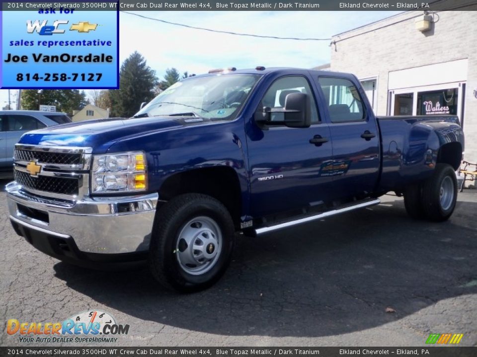 2014 Chevrolet Silverado 3500HD WT Crew Cab Dual Rear Wheel 4x4 Blue Topaz Metallic / Dark Titanium Photo #1