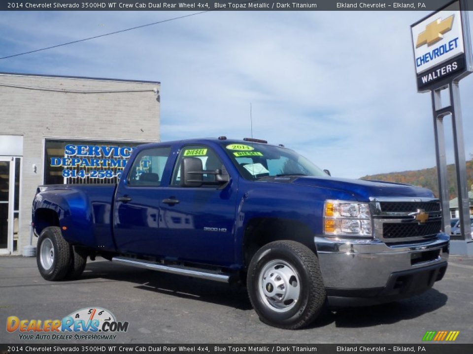 2014 Chevrolet Silverado 3500HD WT Crew Cab Dual Rear Wheel 4x4 Blue Topaz Metallic / Dark Titanium Photo #3