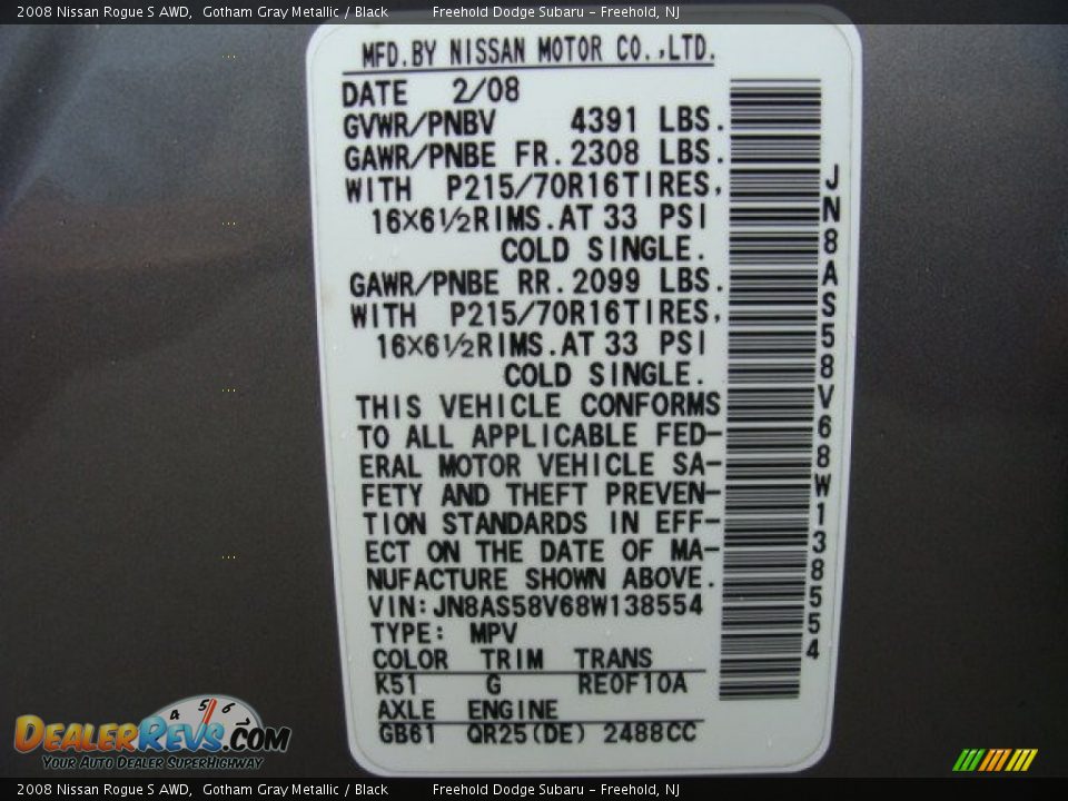 2008 Nissan Rogue S AWD Gotham Gray Metallic / Black Photo #15