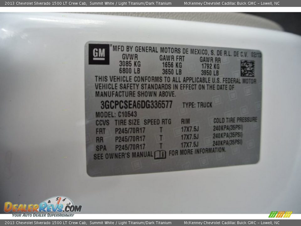 2013 Chevrolet Silverado 1500 LT Crew Cab Summit White / Light Titanium/Dark Titanium Photo #7