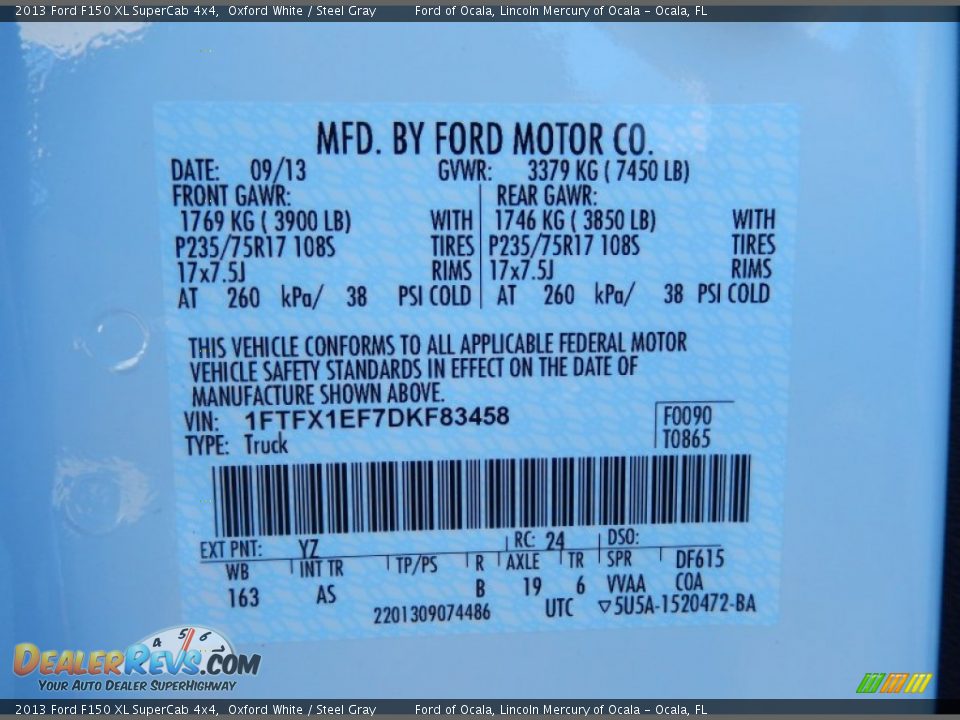 2013 Ford F150 XL SuperCab 4x4 Oxford White / Steel Gray Photo #12