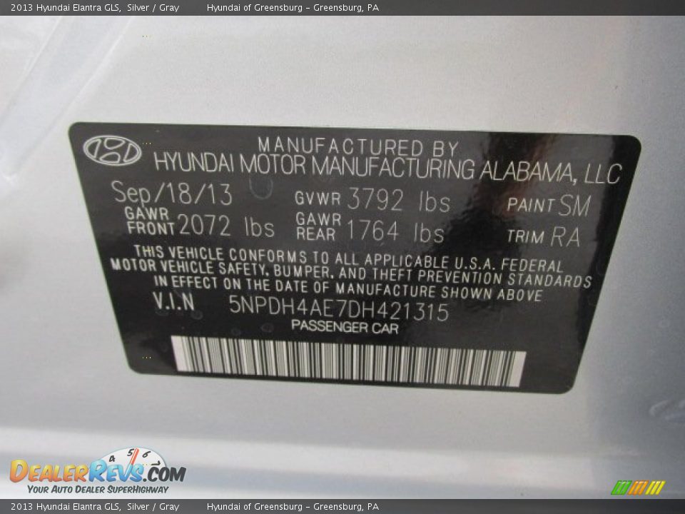 2013 Hyundai Elantra GLS Silver / Gray Photo #15