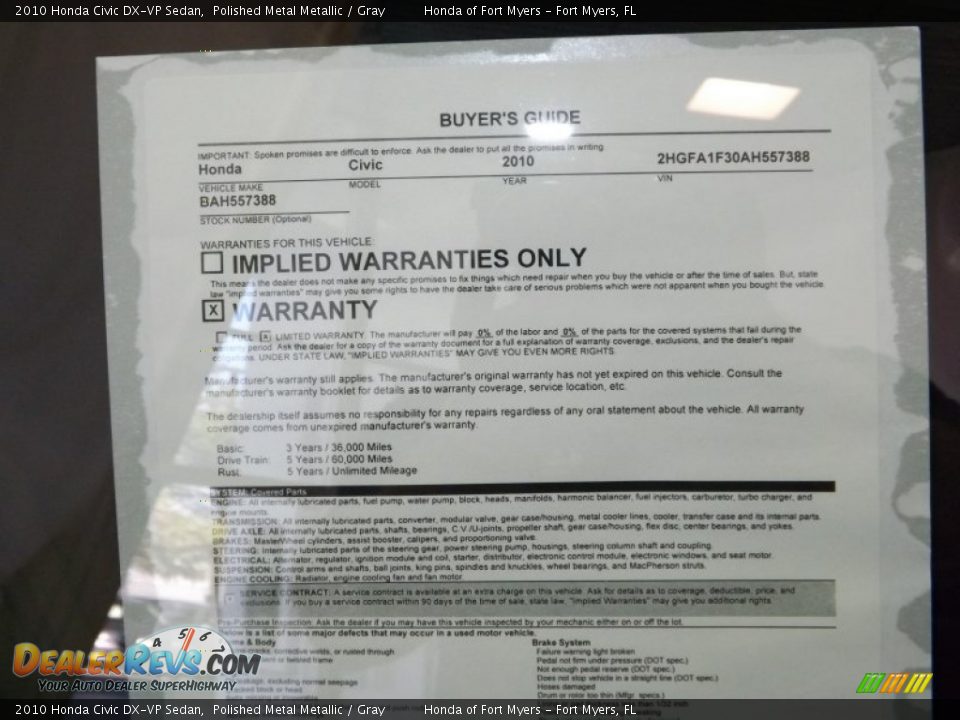 2010 Honda Civic DX-VP Sedan Polished Metal Metallic / Gray Photo #6