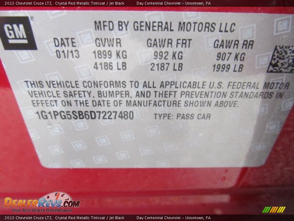 2013 Chevrolet Cruze LTZ Crystal Red Metallic Tintcoat / Jet Black Photo #19