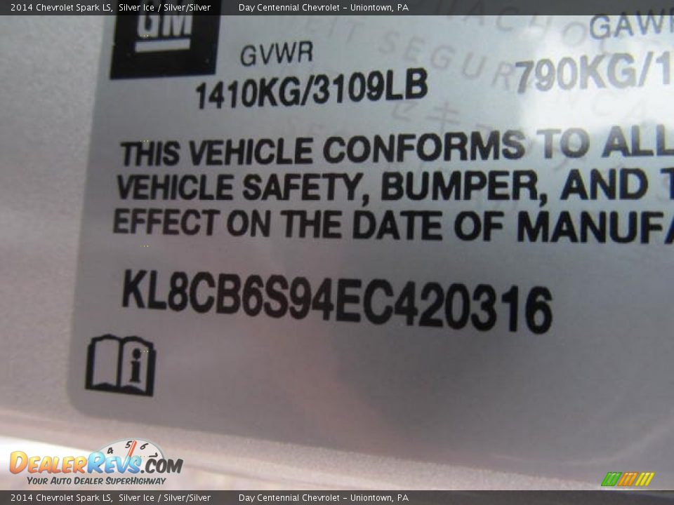 2014 Chevrolet Spark LS Silver Ice / Silver/Silver Photo #19