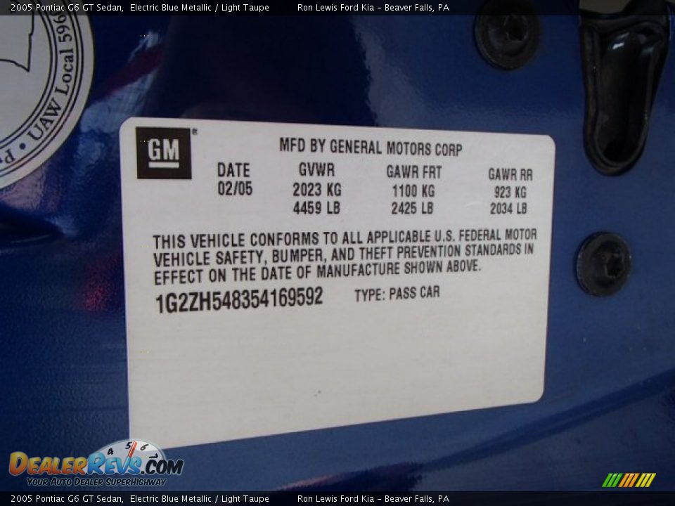 2005 Pontiac G6 GT Sedan Electric Blue Metallic / Light Taupe Photo #20