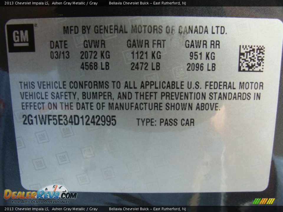 2013 Chevrolet Impala LS Ashen Gray Metallic / Gray Photo #15