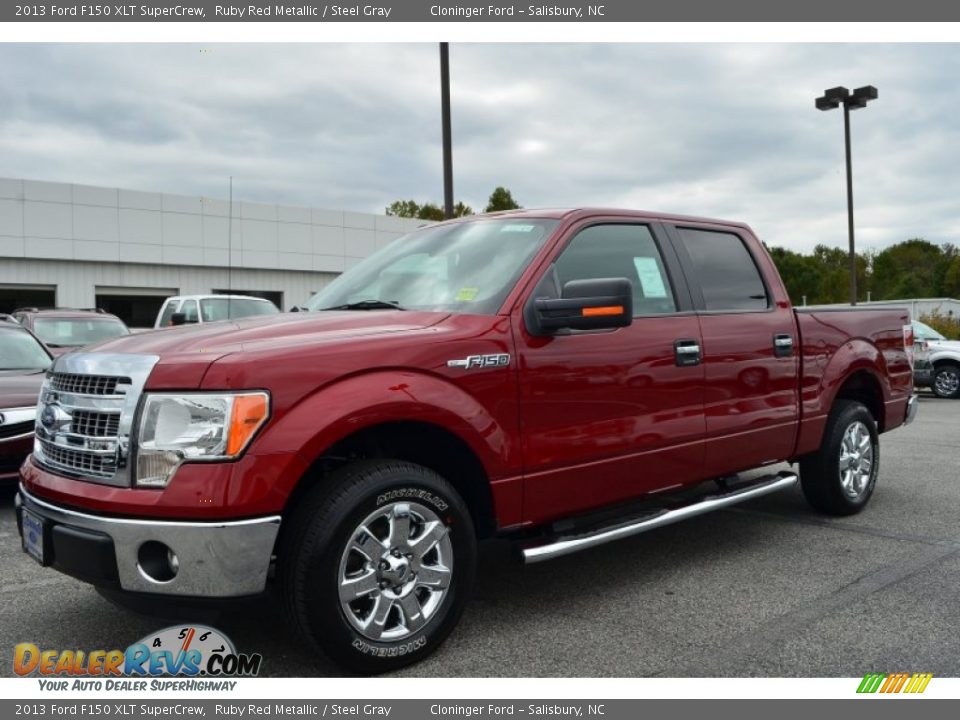 2013 Ford F150 XLT SuperCrew Ruby Red Metallic / Steel Gray Photo #3