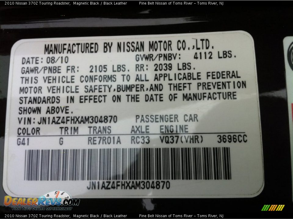 2010 Nissan 370Z Touring Roadster Magnetic Black / Black Leather Photo #10