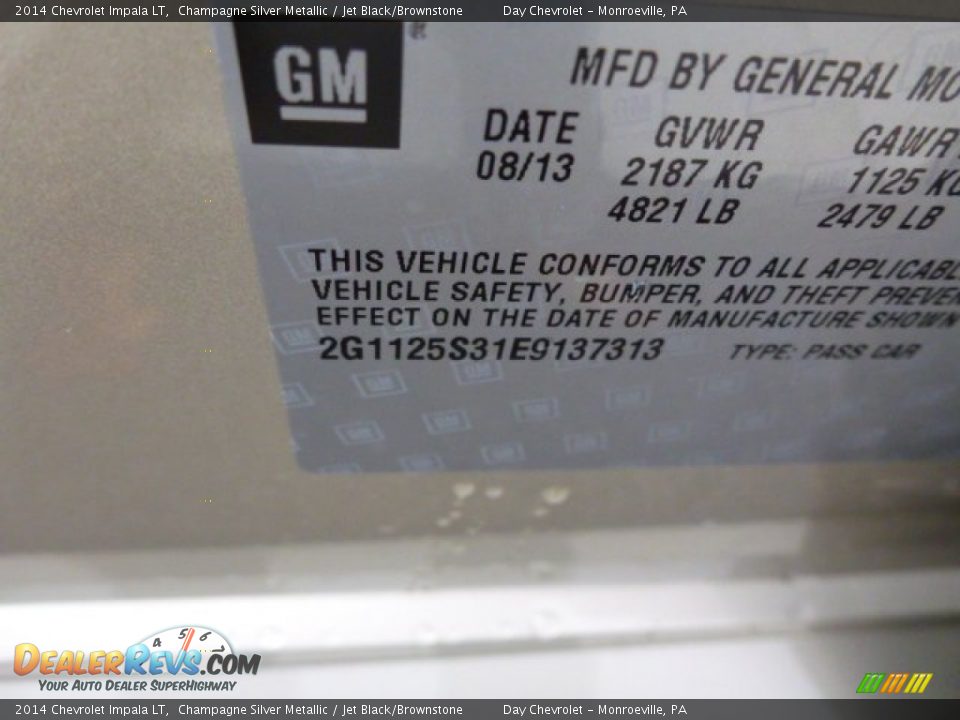 2014 Chevrolet Impala LT Champagne Silver Metallic / Jet Black/Brownstone Photo #17