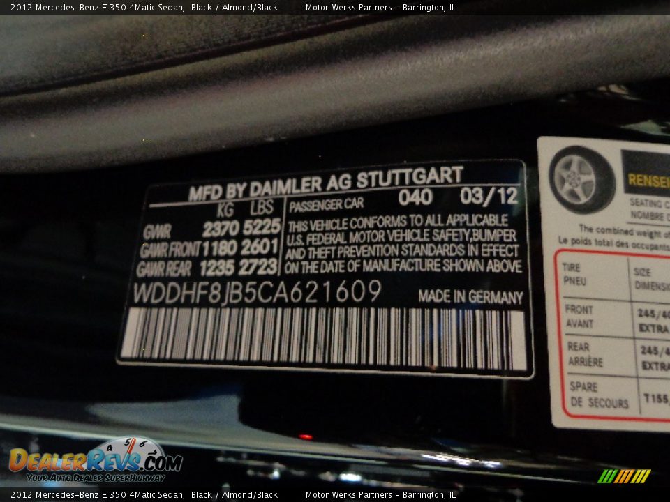 2012 Mercedes-Benz E 350 4Matic Sedan Black / Almond/Black Photo #19