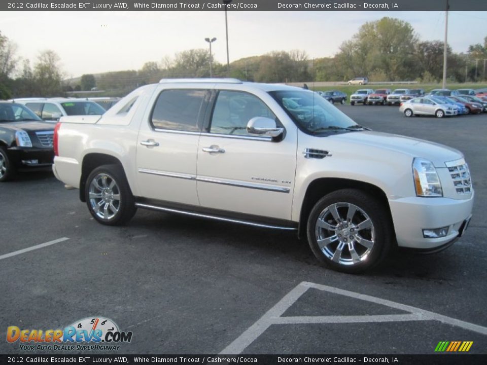 2012 Cadillac Escalade EXT Luxury AWD White Diamond Tricoat / Cashmere/Cocoa Photo #3
