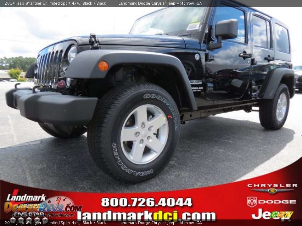 2014 Jeep Wrangler Unlimited Sport 4x4 Black / Black Photo #1