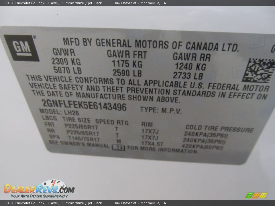 2014 Chevrolet Equinox LT AWD Summit White / Jet Black Photo #19
