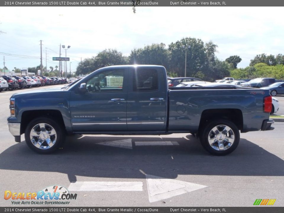 2014 Chevrolet Silverado 1500 LTZ Double Cab 4x4 Blue Granite Metallic / Cocoa/Dune Photo #3