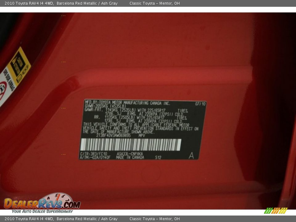 2010 Toyota RAV4 I4 4WD Barcelona Red Metallic / Ash Gray Photo #16
