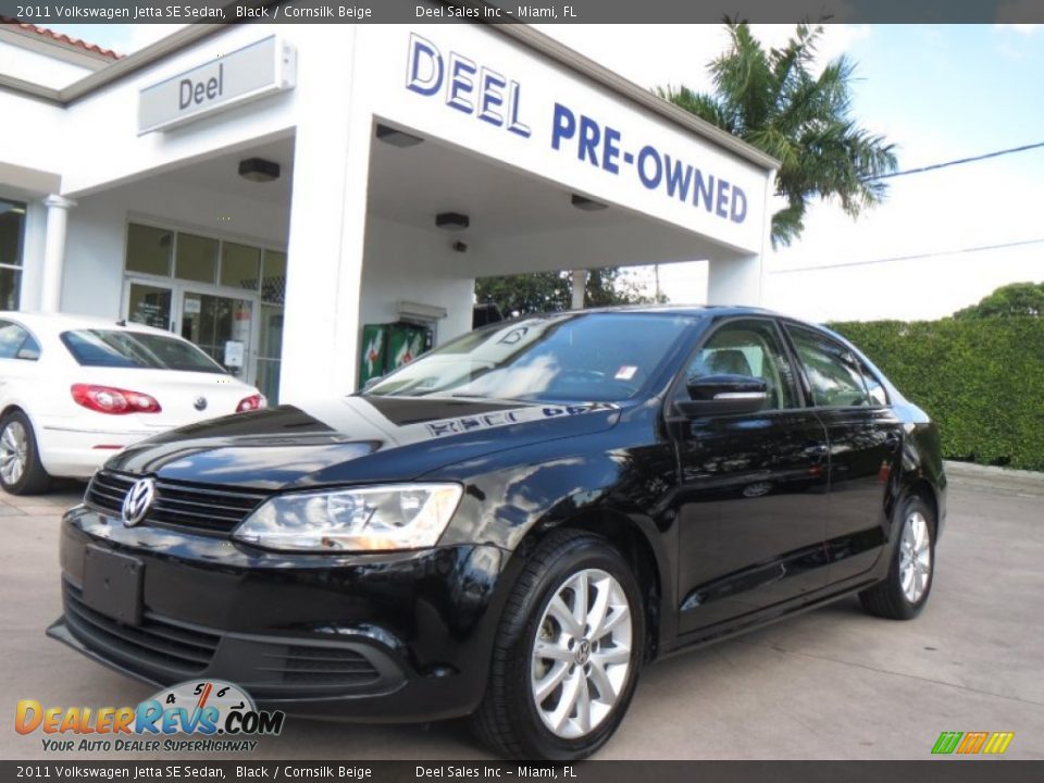 2011 Volkswagen Jetta SE Sedan Black / Cornsilk Beige Photo #1