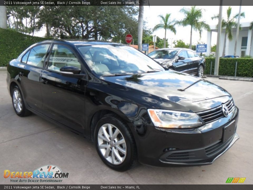 2011 Volkswagen Jetta SE Sedan Black / Cornsilk Beige Photo #7