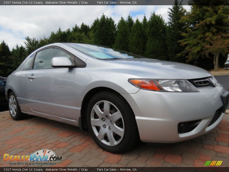 2007 Honda Civic LX Coupe Alabaster Silver Metallic / Gray Photo #4