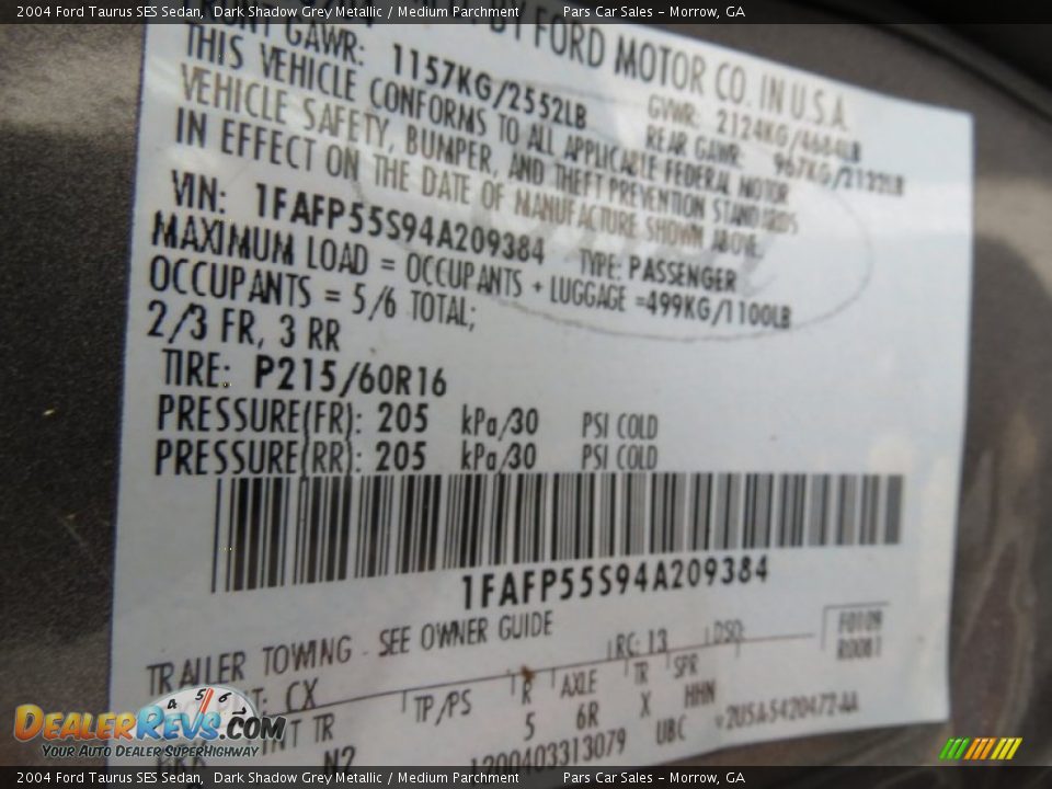 2004 Ford Taurus SES Sedan Dark Shadow Grey Metallic / Medium Parchment Photo #14