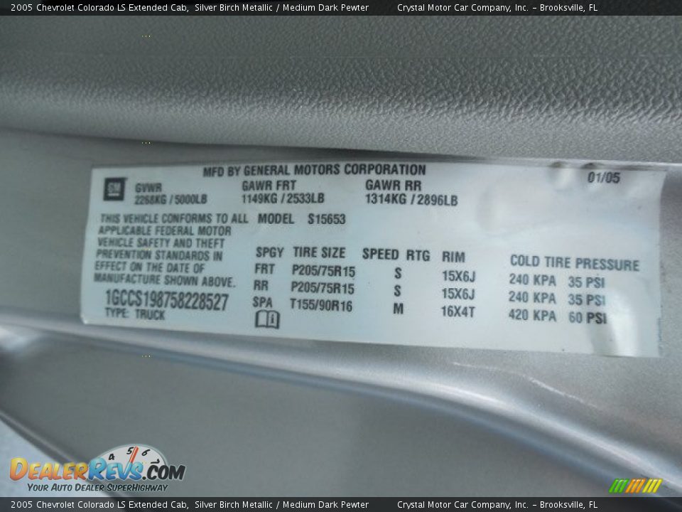 2005 Chevrolet Colorado LS Extended Cab Silver Birch Metallic / Medium Dark Pewter Photo #22