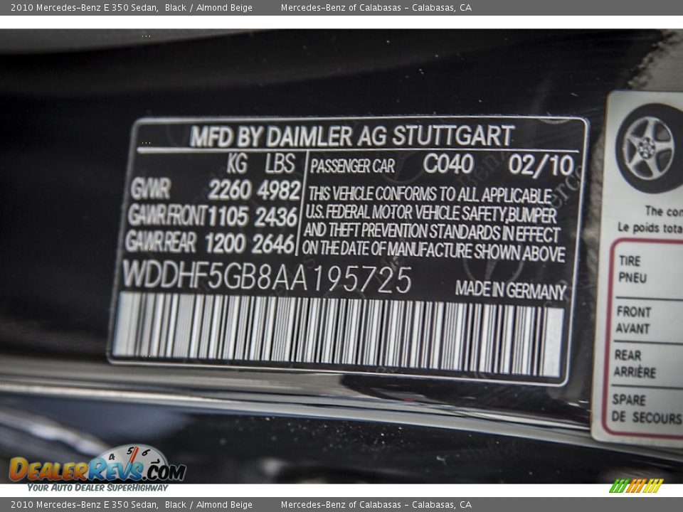 2010 Mercedes-Benz E 350 Sedan Black / Almond Beige Photo #20