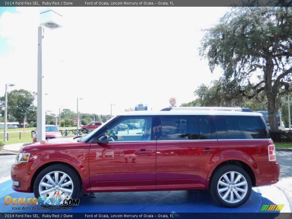 2014 Ford Flex SEL Ruby Red / Dune Photo #2