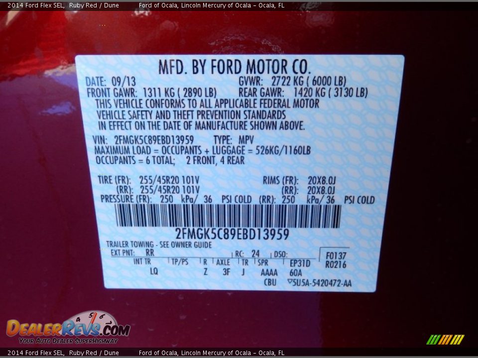 2014 Ford Flex SEL Ruby Red / Dune Photo #13