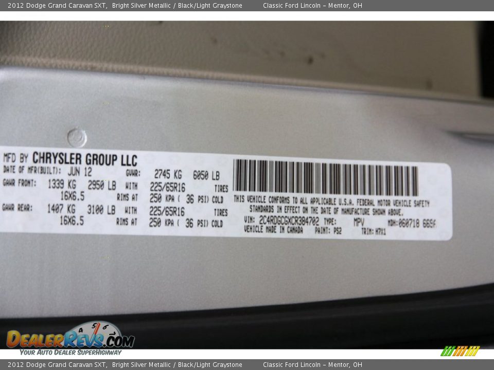 2012 Dodge Grand Caravan SXT Bright Silver Metallic / Black/Light Graystone Photo #29
