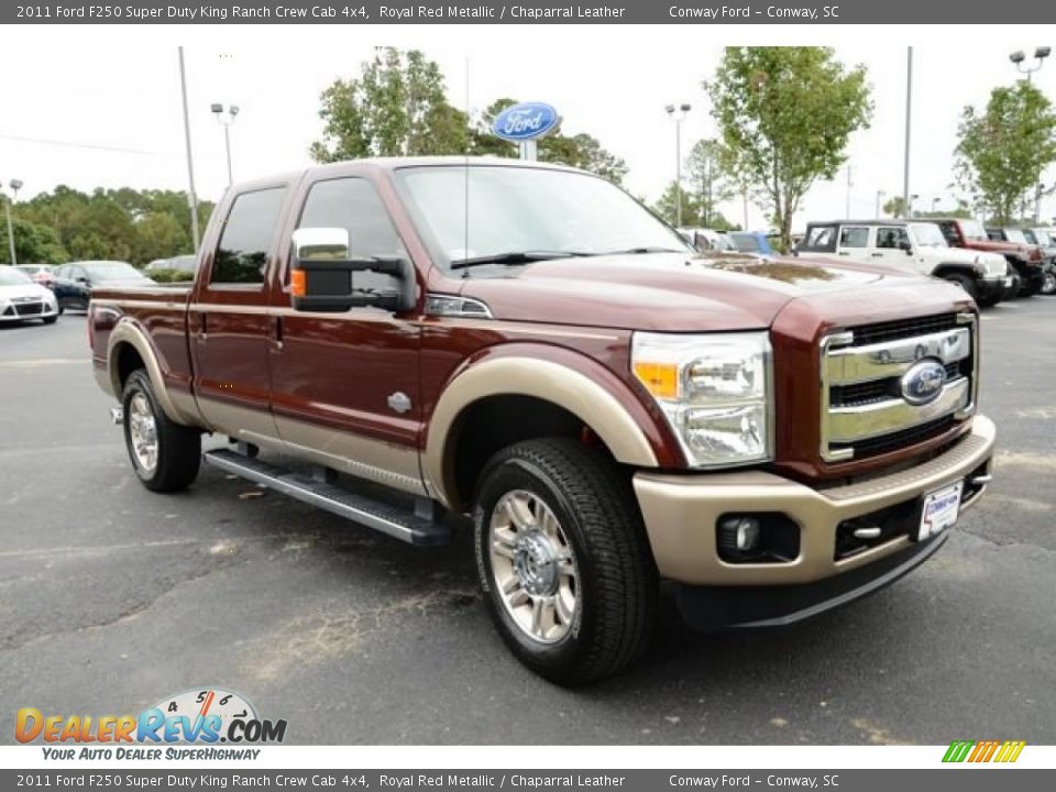2011 Ford F250 Super Duty King Ranch Crew Cab 4x4 Royal Red Metallic / Chaparral Leather Photo #3