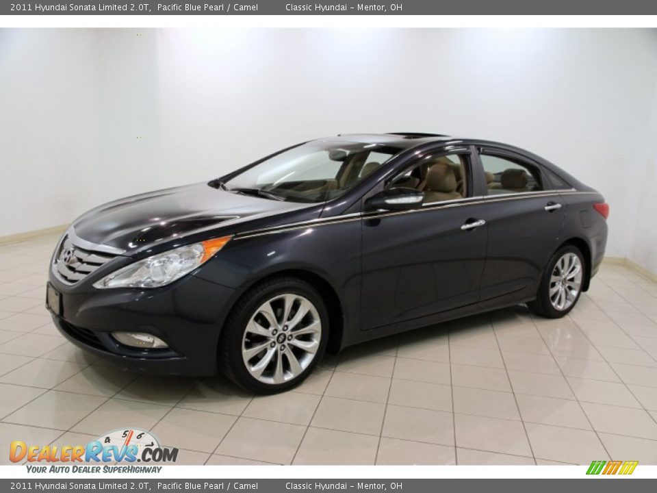 2011 Hyundai Sonata Limited 2.0T Pacific Blue Pearl / Camel Photo #3