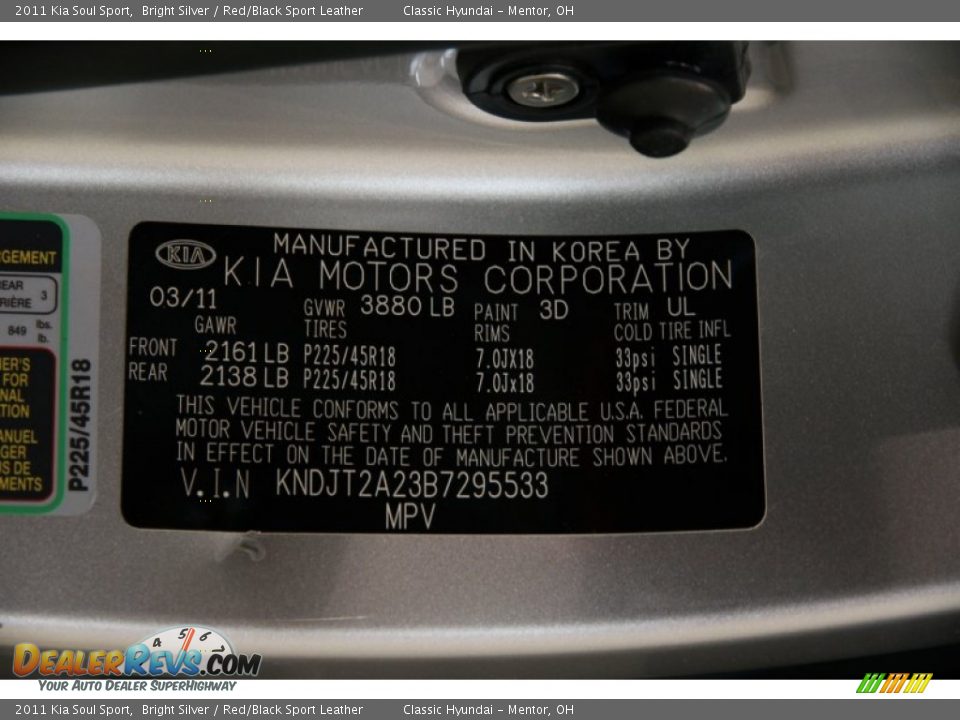 2011 Kia Soul Sport Bright Silver / Red/Black Sport Leather Photo #36