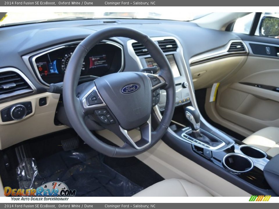 2014 Ford Fusion SE EcoBoost Oxford White / Dune Photo #6