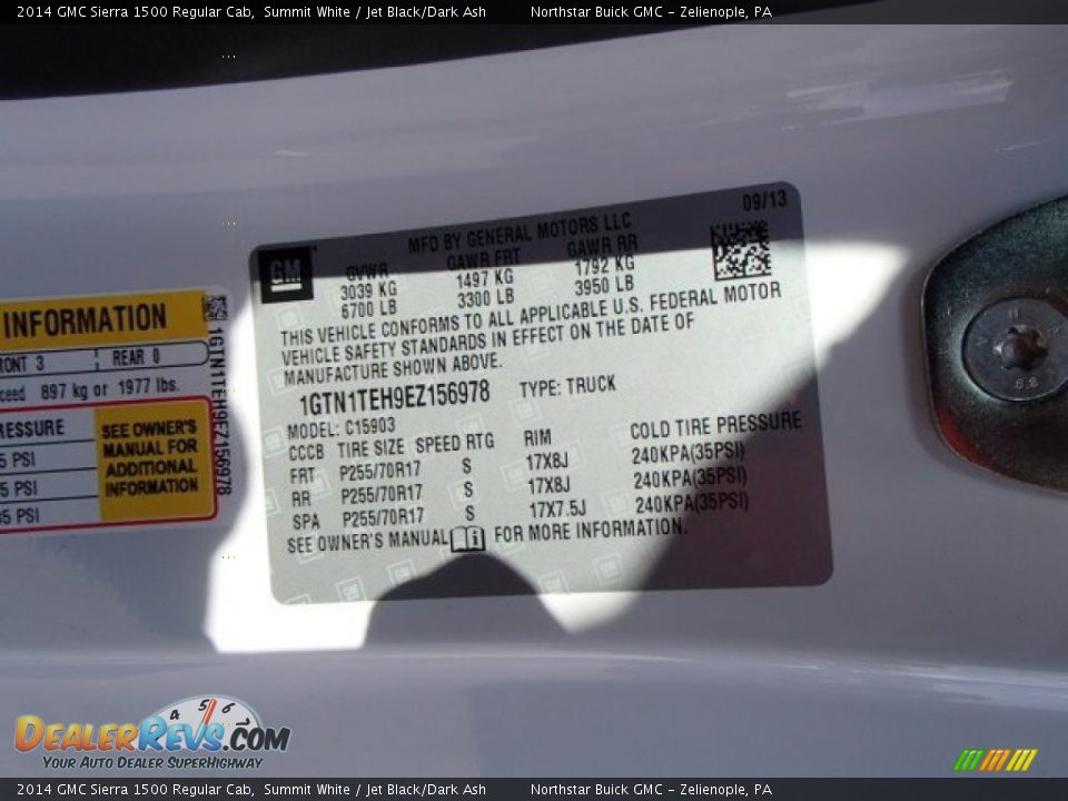 2014 GMC Sierra 1500 Regular Cab Summit White / Jet Black/Dark Ash Photo #20