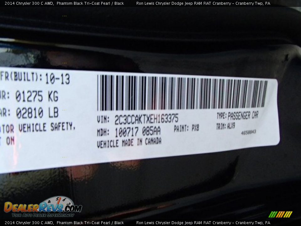 2014 Chrysler 300 C AWD Phantom Black Tri-Coat Pearl / Black Photo #20
