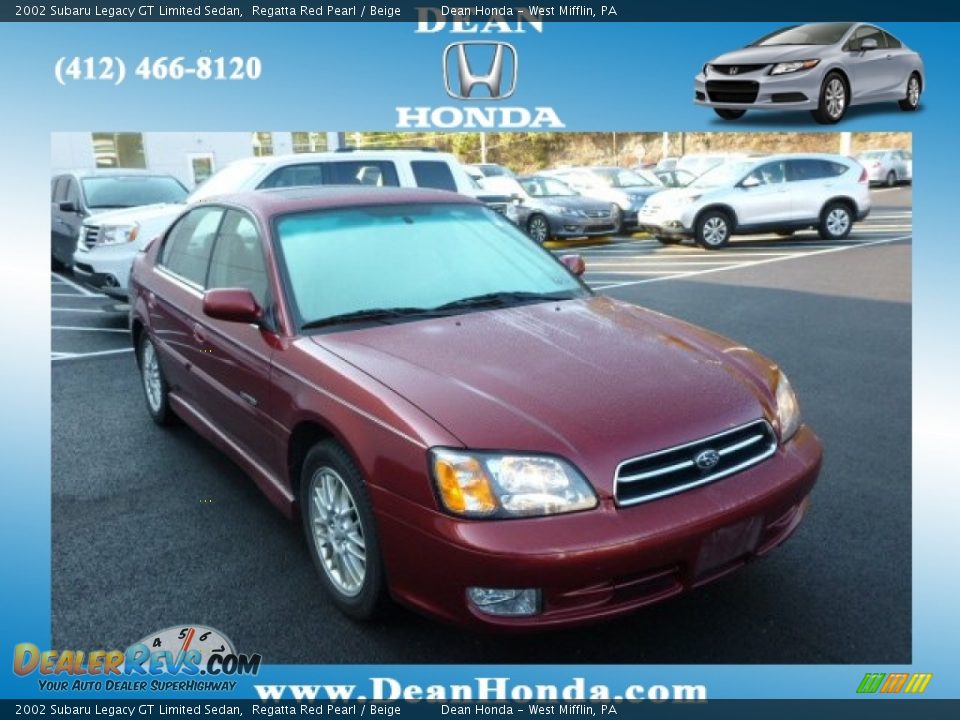 2002 Subaru Legacy GT Limited Sedan Regatta Red Pearl / Beige Photo #1