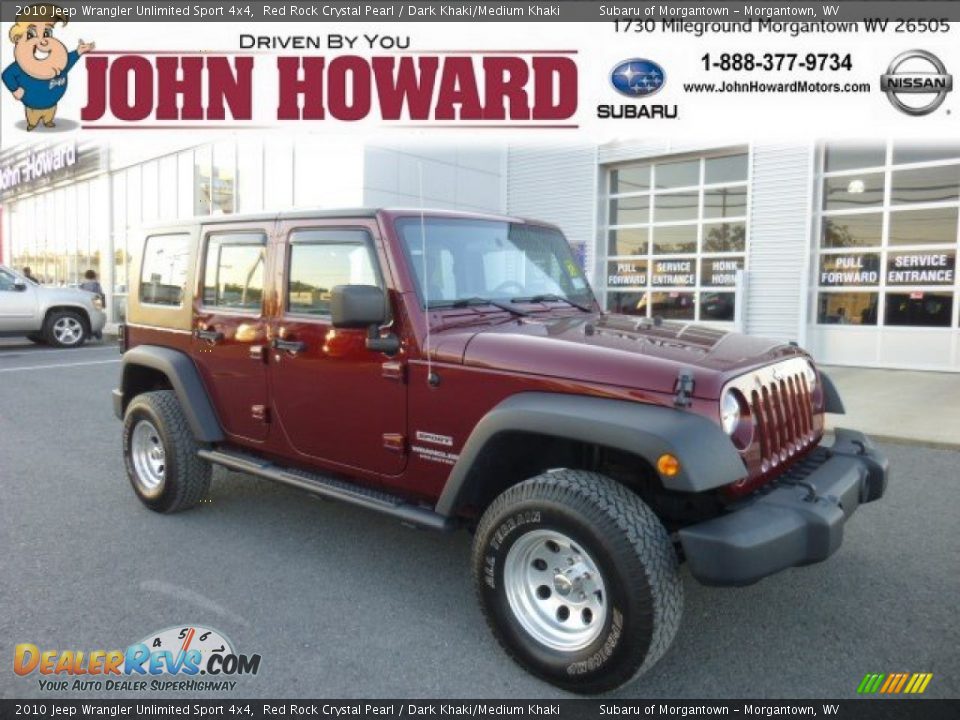 2010 Jeep Wrangler Unlimited Sport 4x4 Red Rock Crystal Pearl / Dark Khaki/Medium Khaki Photo #1