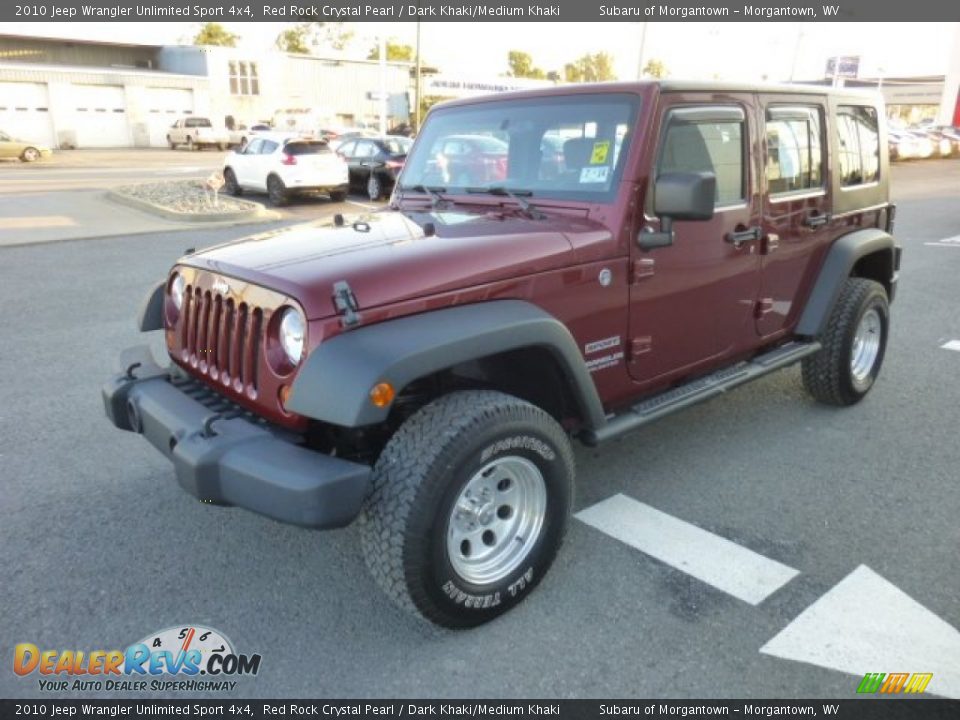 2010 Jeep Wrangler Unlimited Sport 4x4 Red Rock Crystal Pearl / Dark Khaki/Medium Khaki Photo #3