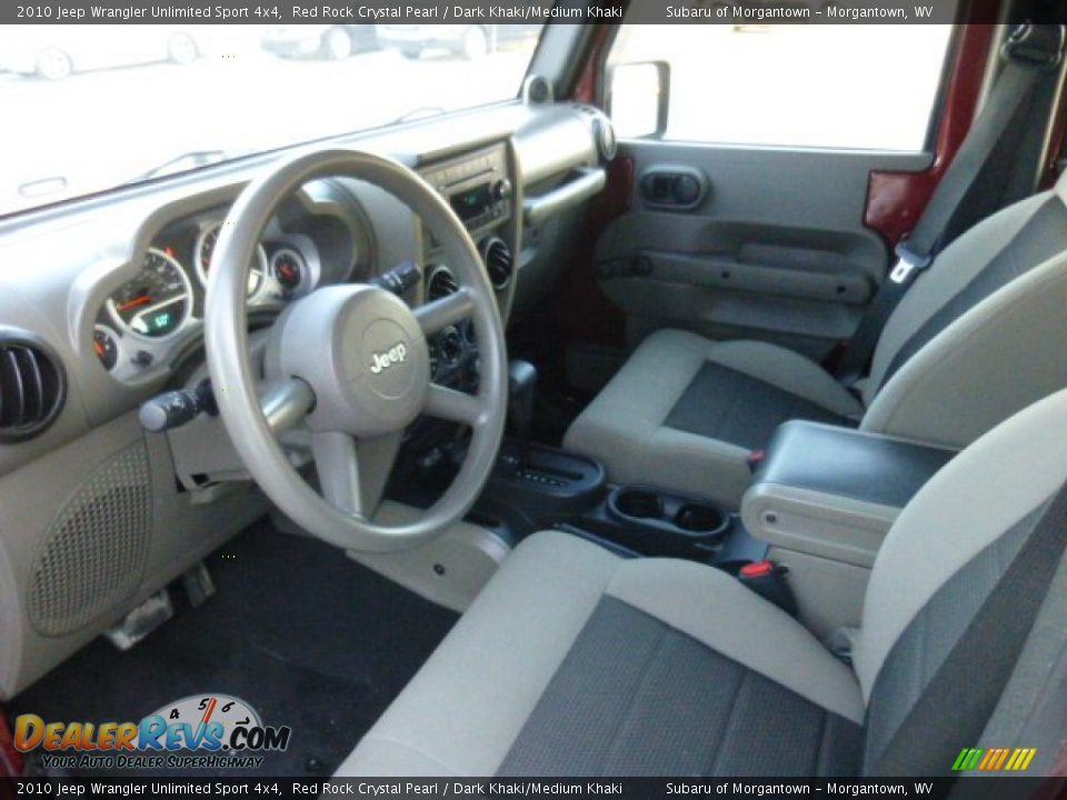 2010 Jeep Wrangler Unlimited Sport 4x4 Red Rock Crystal Pearl / Dark Khaki/Medium Khaki Photo #15
