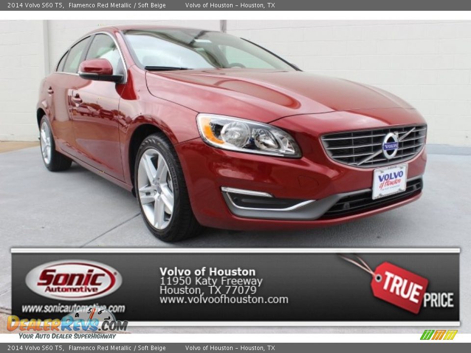 2014 Volvo S60 T5 Flamenco Red Metallic / Soft Beige Photo #1