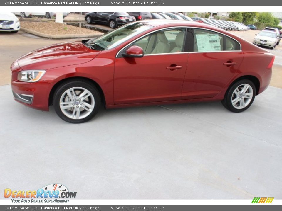 2014 Volvo S60 T5 Flamenco Red Metallic / Soft Beige Photo #4