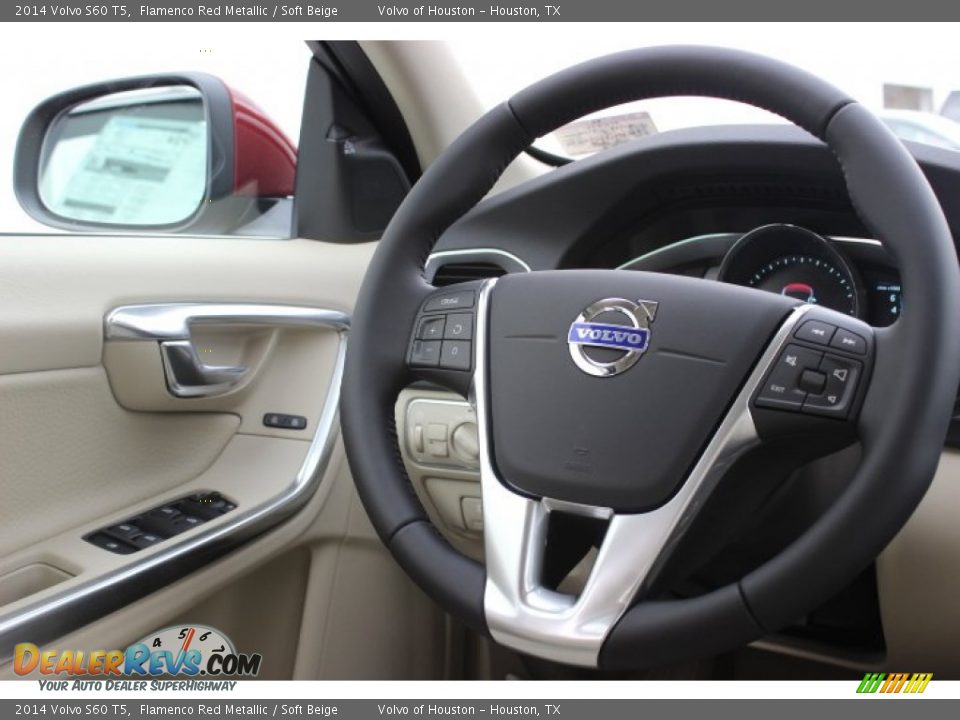 2014 Volvo S60 T5 Flamenco Red Metallic / Soft Beige Photo #28