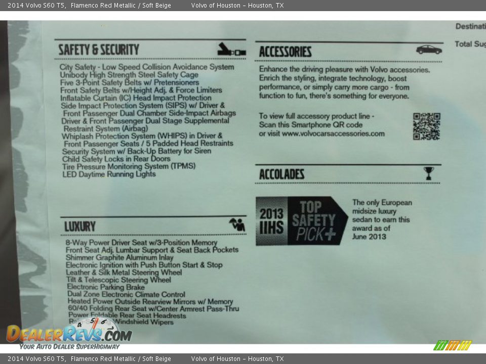 2014 Volvo S60 T5 Flamenco Red Metallic / Soft Beige Photo #35