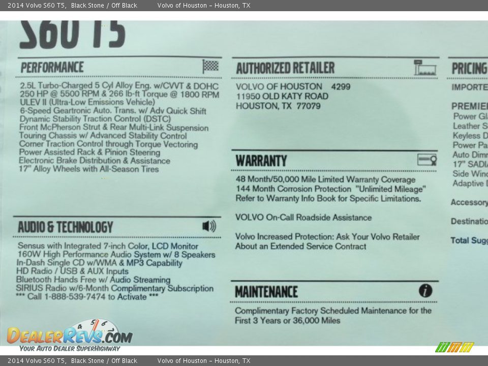 2014 Volvo S60 T5 Black Stone / Off Black Photo #32