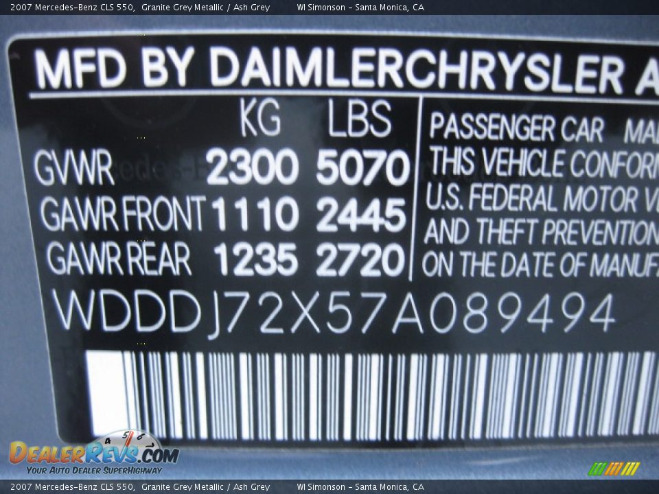 2007 Mercedes-Benz CLS 550 Granite Grey Metallic / Ash Grey Photo #25