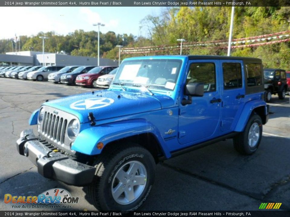 2014 Jeep Wrangler Unlimited Sport 4x4 Hydro Blue Pearl / Black Photo #1