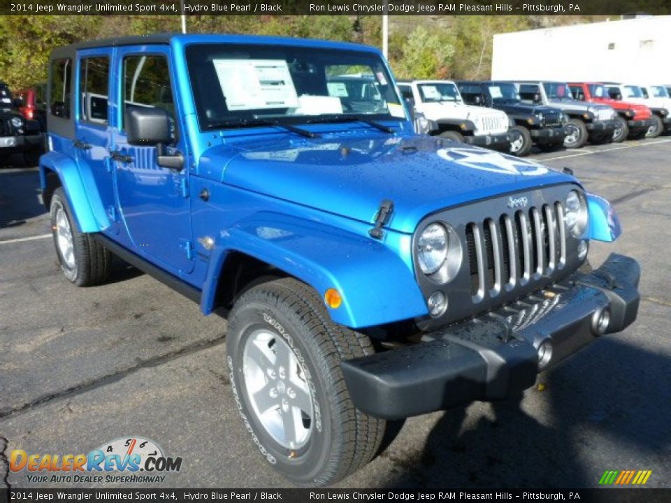 2014 Jeep Wrangler Unlimited Sport 4x4 Hydro Blue Pearl / Black Photo #9