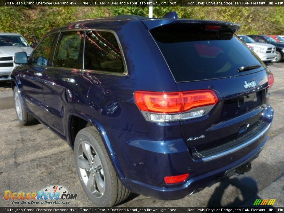 2014 Jeep Grand Cherokee Overland 4x4 True Blue Pearl / Overland Nepal Jeep Brown Light Frost Photo #3