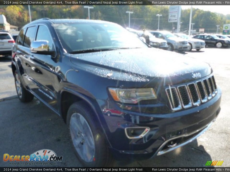 2014 Jeep Grand Cherokee Overland 4x4 True Blue Pearl / Overland Nepal Jeep Brown Light Frost Photo #7